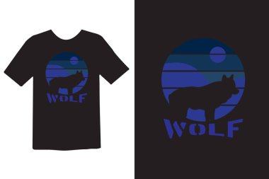 Wolf T-Shirt Tasarımı Retro Vintage