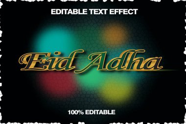 Kurban Bayramı Düzenlenebilir Metin Efekti 3B Kabartma Çizgi Film Biçimi