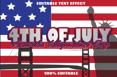 4 Temmuz Düzenlenebilir Metin Efekti 3 Boyutlu Kabartma Karikatürü