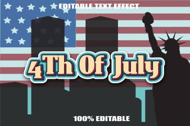4 Temmuz Düzenlenebilir Metin Efekti 3 Boyutlu