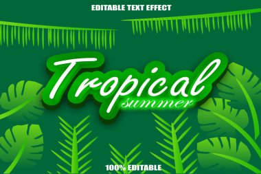 Tropikal Yaz Düzenlenebilir Metin Efekti 3B Kabartma Çizgi Film Biçimi Tasarımı