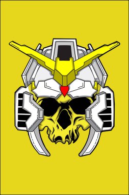 Robot vektör illüstrasyonlu kafatası