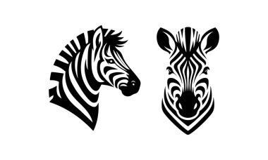 Beyaz arkaplanda Zebra Baş siluet logosu