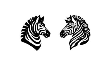 Beyaz arkaplanda Zebra Baş siluet logosu