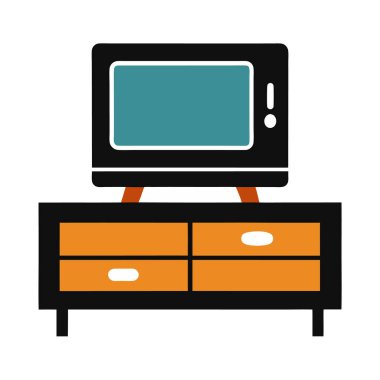 Bir TV stand siluet vektör simgesi