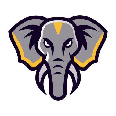 elephant-head-with-tusks-mascot-logo-icon clipart