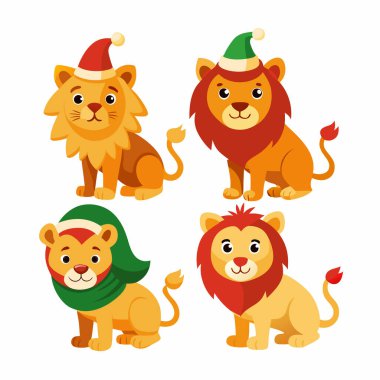 Christmas-style-lion-vector clipart