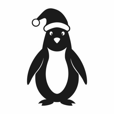 Christmas-style-penguin-silhouette-vector design clipart