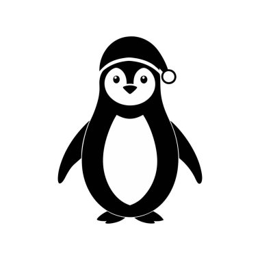 Christmas-style-penguin-silhouette-vector design clipart