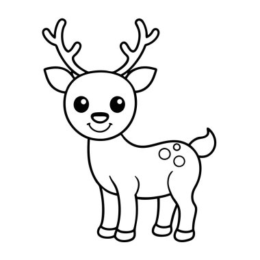 christmas-cute-smiling-reindeer-line-art-vector clipart