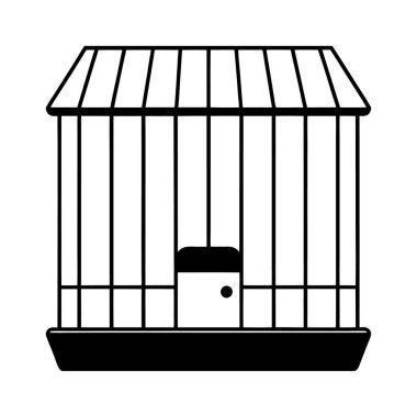 Simple black and white illustration of a birdcage. clipart