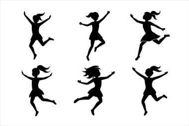 girl-jumping-black-silhouette-icon clipart