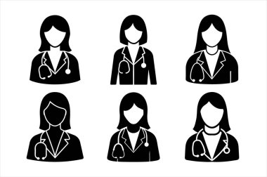 female doctor icons for healthcare design clipart