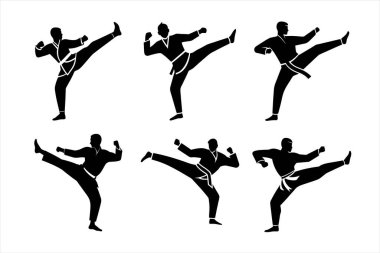  Karate Practitioners in Dynamic Kick clipart