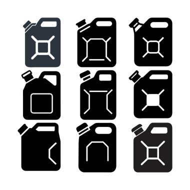 Collection of Black and White Fuel Canister Icons clipart