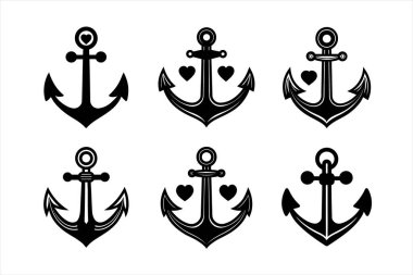 Nautical Anchors with Hearts, Perfect for Design Projects clipart