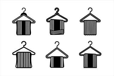 Stylish Striped Towels Hanging on Hangers clipart