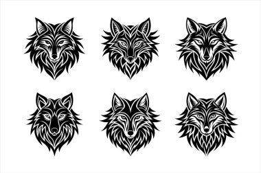  tribal tattoo wolf Silhouette logo icon clipart