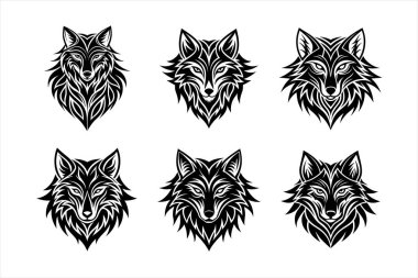  tribal tattoo wolf Silhouette logo icon clipart