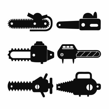 Vector Illustration of Various Chainsaw and Cutting Tools clipart