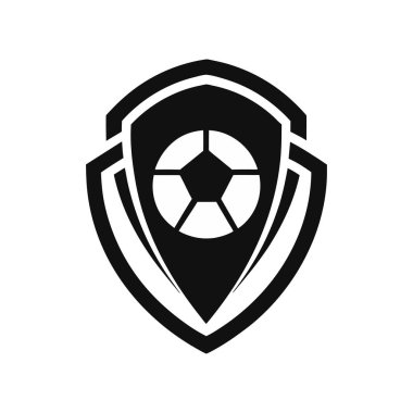 Simple black and white soccer shield logo. clipart