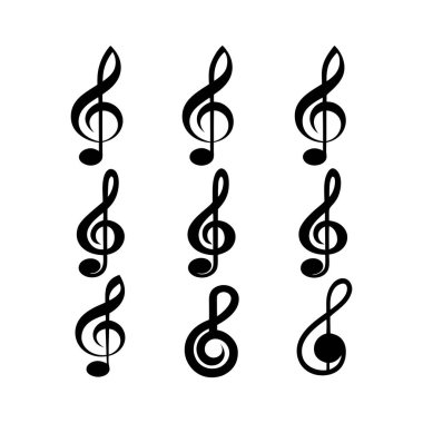 silhouette-treble-clef-icon-set clipart