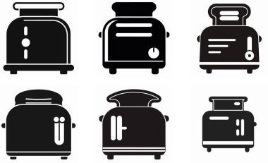 silhouette-toaster-machine icon set clipart