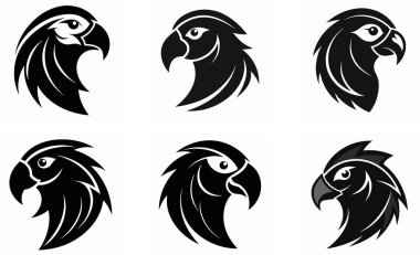 parrot head silhouette icon set clipart