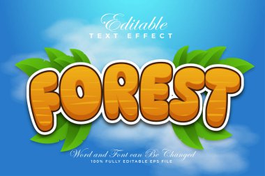 Yaprak yeşili ile Orman 3B düzenlenebilir metin efekti