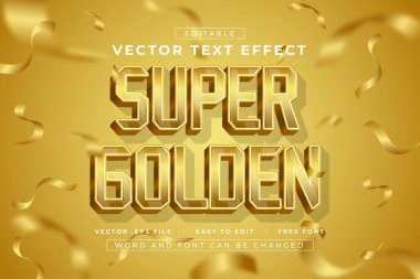 Altın konfetiyle düzenlenebilir Süper Altın metin efekti
