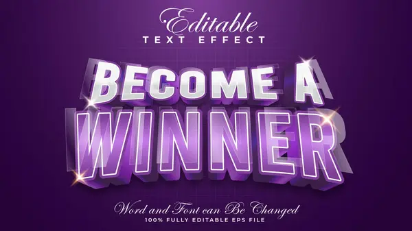 Düzenlenebilir 3d metin efekti mor renklerle kazanan olur
