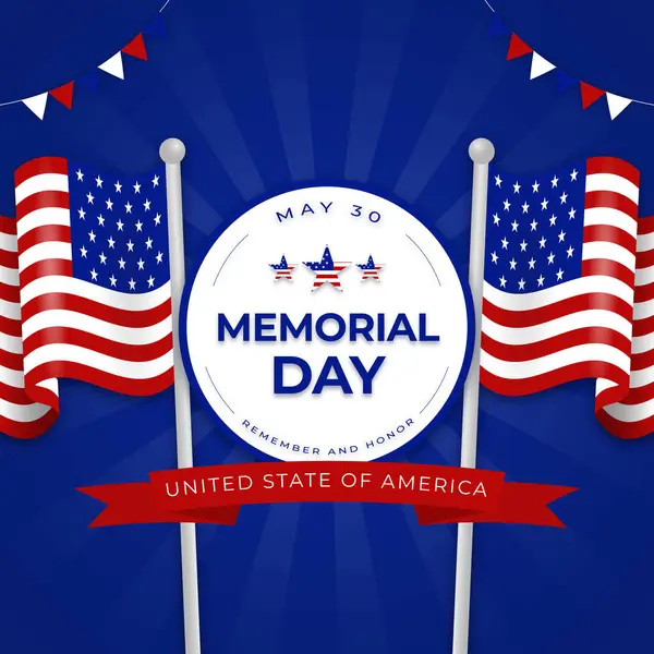 Amerikan hafıza günü vektör vatanseverlik temalı gerçekçi bayrak