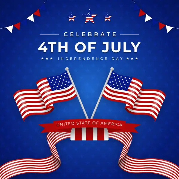 4 Temmuz 'da bayraklı gerçekçi bir vektör