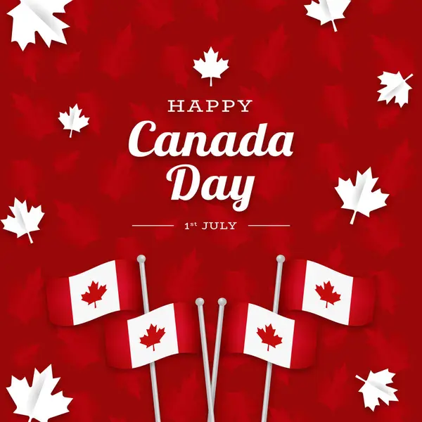 Astarlı bayraklar ve akçaağaç yapraklarıyla Mutlu Kanada Günü