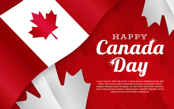 Kırmızı çizgili arka planda Mutlu Kanada Günleri