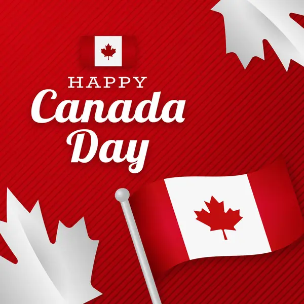Vector Mutlu Kanada Günü 1 Temmuz Akçaağaç yaprakları ve Kanada bayrağıyla