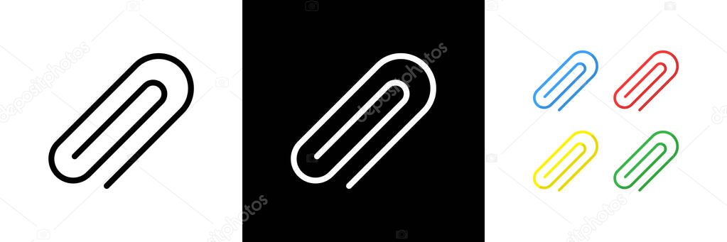Paperclip Icons. Black, White and Colorful