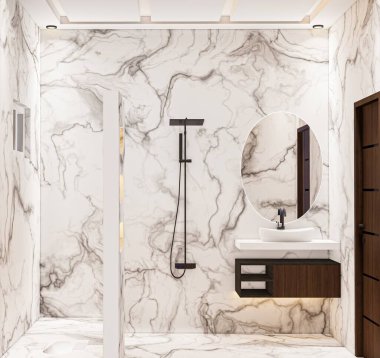 Opulent Banyo Vahası: Büyüleyici Mermer Sihir ve Gösteriş