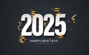 2025 yılınız kutlu olsun. 2025 'i kutlamak, takvim ve poster için gerçekçi, zarif bir gösteri.
