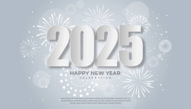 2025 yılınız kutlu olsun. 2025 'i kutlamak, takvim ve poster için gerçekçi, zarif bir gösteri.