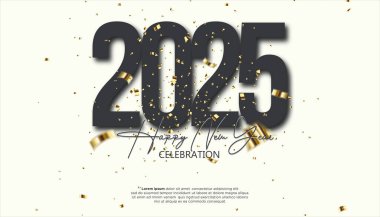 2025 yılınız kutlu olsun. 2025 'i kutlamak, takvim ve poster için gerçekçi, zarif bir gösteri.