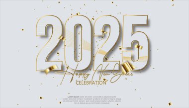 2025 yılınız kutlu olsun. 2025 'i kutlamak, takvim ve poster için gerçekçi, zarif bir gösteri.