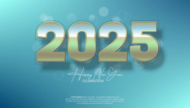 2025 yılınız kutlu olsun. 2025 'i kutlamak, takvim ve poster için gerçekçi, zarif bir gösteri.