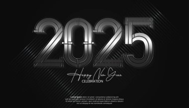 2025 yılınız kutlu olsun. 2025 'i kutlamak, takvim ve poster için gerçekçi, zarif bir gösteri.