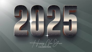 2025 yılınız kutlu olsun. 2025 'i kutlamak, takvim ve poster için gerçekçi, zarif bir gösteri.
