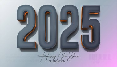 2025 yılınız kutlu olsun. 2025 'i kutlamak, takvim ve poster için gerçekçi, zarif bir gösteri.