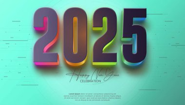 2025 yılınız kutlu olsun. 2025 'i kutlamak, takvim ve poster için gerçekçi, zarif bir gösteri.