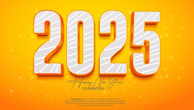 2025 yılınız kutlu olsun. 2025 'i kutlamak, takvim ve poster için gerçekçi, zarif bir gösteri.