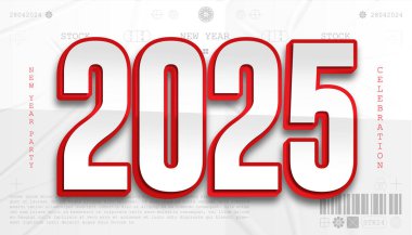 2025 yılınız kutlu olsun. 2025 'i kutlamak, takvim ve poster için gerçekçi, zarif bir gösteri.