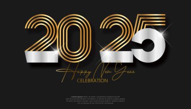 2025 yılınız kutlu olsun. 2025 'i kutlamak, takvim ve poster için gerçekçi, zarif bir gösteri.